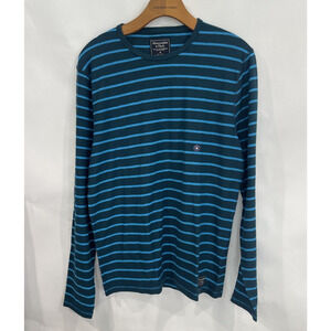 Abercrombie & Fitch Womens T Shirt Sz M Top Long Sleeve Striped Blue Coastal NEW